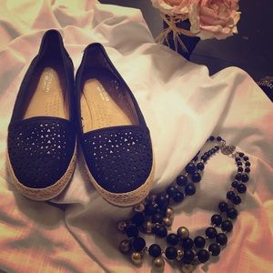 Black canvas slip-ons